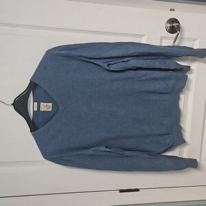 Article 365 Cotton Cashmere Soft Blue Lightweight V-Neck Sweater - Mens XL